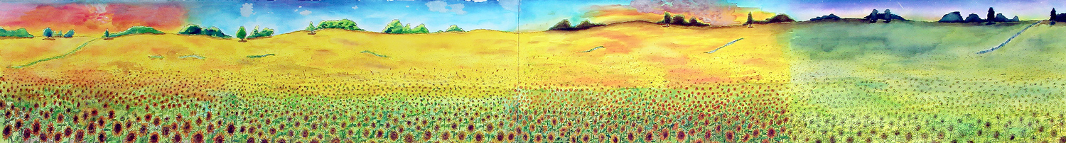 Watercolour and Marker on Paper by Syrah Torii, Year 12, St Leonard’s College Student artwork of landscape