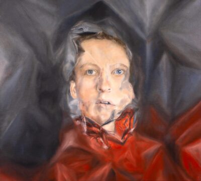 Acrylic on canvas by Erika Allen, Year 11 Student artwork of a portrait of a woman