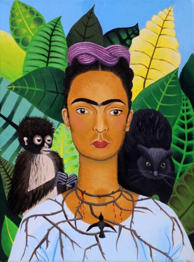 Student artwork portrait of Frida Kahlo