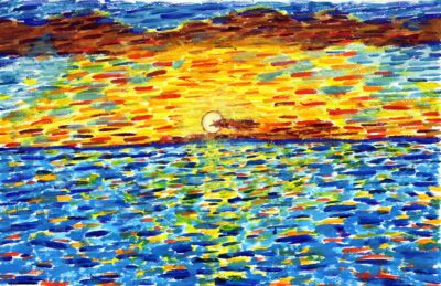 Acrylic on Paper by Esther McKee, Year 9, Ballarat Christian College Student artwork of a sunset