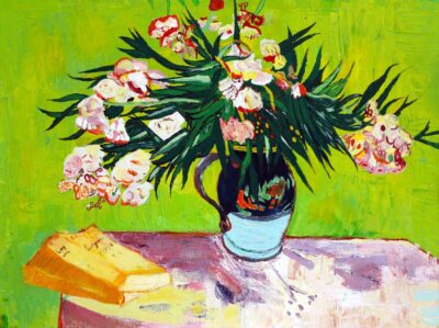 Acrylic Paint on Canvas by Elissa Mori, Year 10, Kilvington Grammar School Student artwork of a still life of flowers