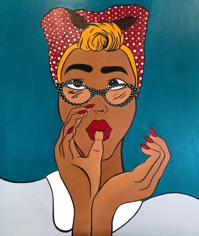 Acrylic on Canvas by Savanah Murtough, Year 9, Hillcrest Christian College Student artwork of a portrait of a girl