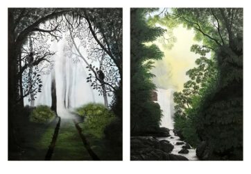 Oil on Canvas by Betul Cicek, Year 12, Ilim College Student artwork of two landscapes