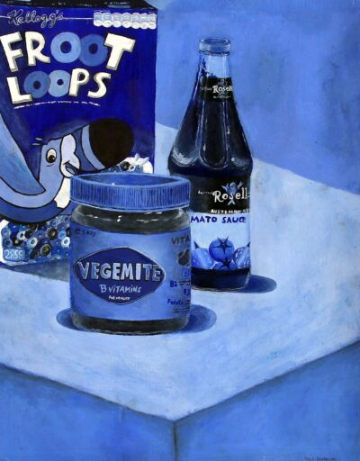 Acrylic on Paper by Grace Stevenson, Year 8, Fintona Girls’ School Student artwork of groceries