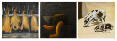 Oil on canvas by Magnus Barber, Tom Caballero Biggs, Tom Evans, Year 10, Woodleigh School Student artwork of a still life