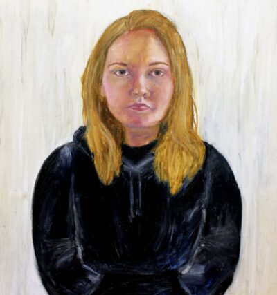 Oil on canvas by Hannah Nilsson, Year 12, Korowa Anglican Girls’ School Student artwork portrait of a girl