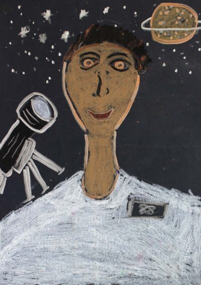 Mixed media on paper, Fromsa Mohamed Feyo, Year 5, Sirius College – Astronomer Student artwork of a future career