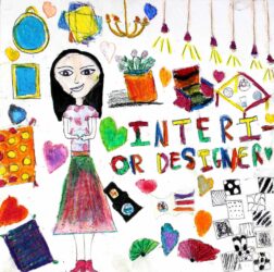 Oil pastel and graphite pencil on card, Aiai Wang, Year 4, Shelford Girls’ Grammar – Interior designer Student artwork of a future interior designer