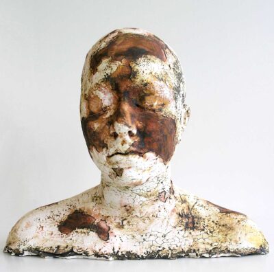 Hand-built porcelain by Jarrah Stewart, Year 12, Geelong Grammar School Student artwork of a bust