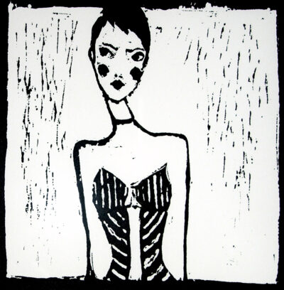 Print on paper – Winnie Thorne Turner, Year 8, Woodleigh School Student artwork of a portrait of a girl