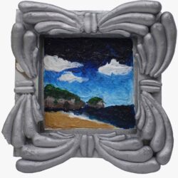 Acrylic paint and magic clay on board by Tayla Witte, Year 10, Kilvington Grammar School Student artwork of a seascape