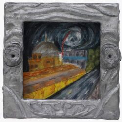 Acrylic paint and magic clay on board by Maria Wang, Year 10, Kilvington Grammar School Student artwork of Flinders Street Station