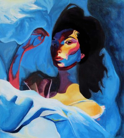 Acrylic paint on board by Eve Chadwick, Year 10, Sophia Mundi Steiner School Student artwork of a Lorde album cover
