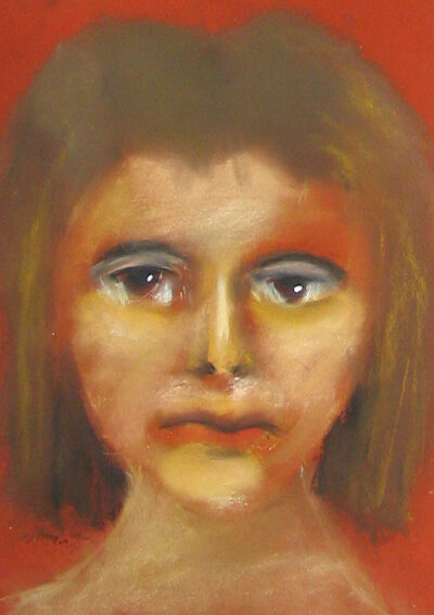 Pastel drawing by Alexia Koutoulas, Year 9, Alphington Grammar Student artwork of a portrait