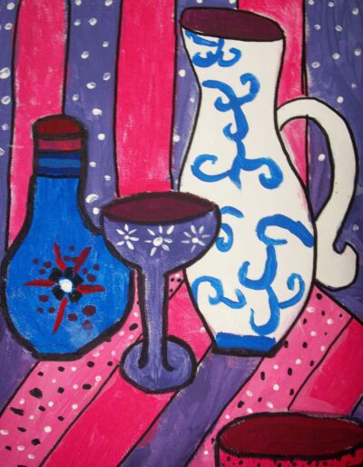 Acrylic on canvas board by Victoria Pappas, Year 7, Oakleigh Grammar Student artwork of a still life