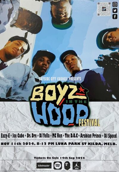 Digital image by Amrita Babra, Year 11, Hume Anglican Grammar School Student artwork of rap festival poster