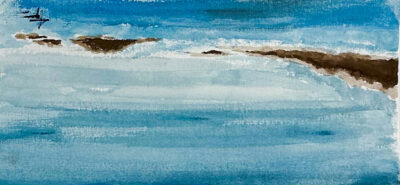 Watercolour on paper by Ayra Makani, Year 9, Ilim College Student artwork of water